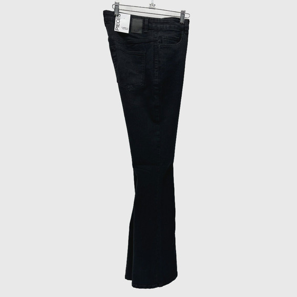 ASOS Pieces Peggy High Waist Flare Jeans Womens XL Black Stretch Preppy City NWT - Picture 8 of 12